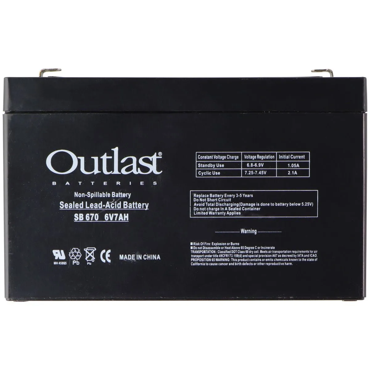 Outlast (6V/7Ah) SLA Replacement Battery for Kids Ride on Toy (SB-670)