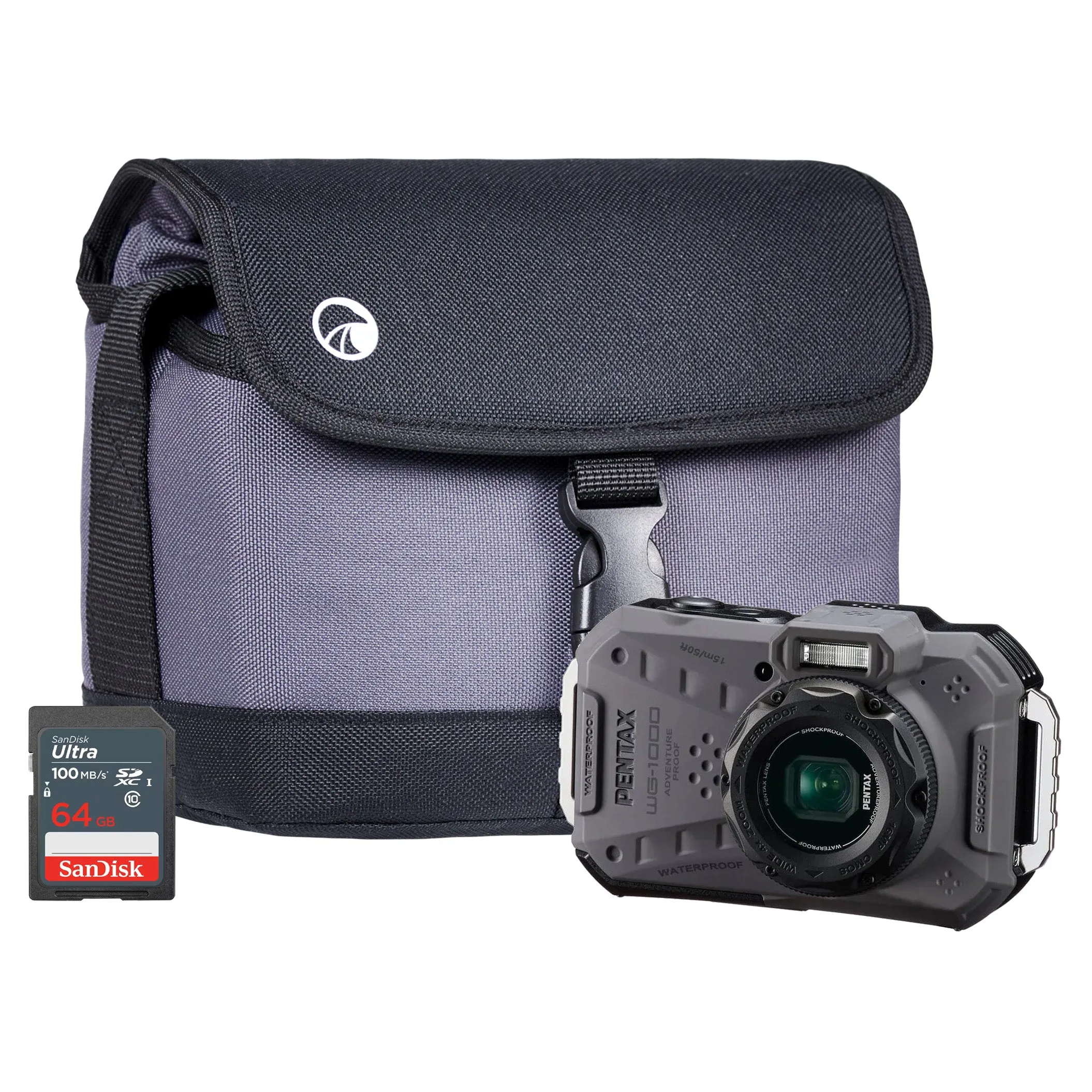 Pentax WG-1000 16MP 4x Zoom Tough Compact Camera - Grey