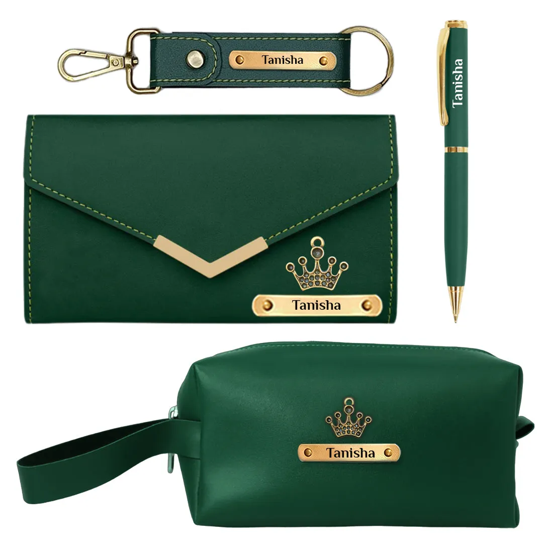 Personalized Ladies Purse, Wallet & Pouch Gift Set with Pen and Keychain