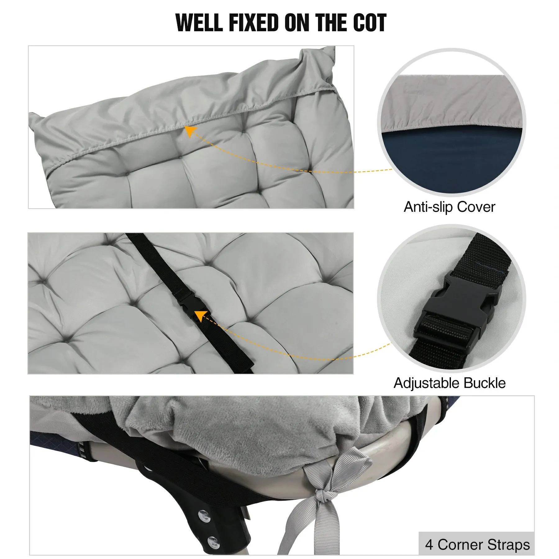 Portable Folding Sleeping Cot Mattress Pads for Camping,Gray Blue Black Brown