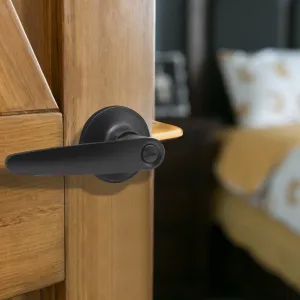 Privacy Lock Door Lever set for Bedroom and Bathroom, Interior Door Lock Handle, Leaf Style, Black Finish DL815BKBK