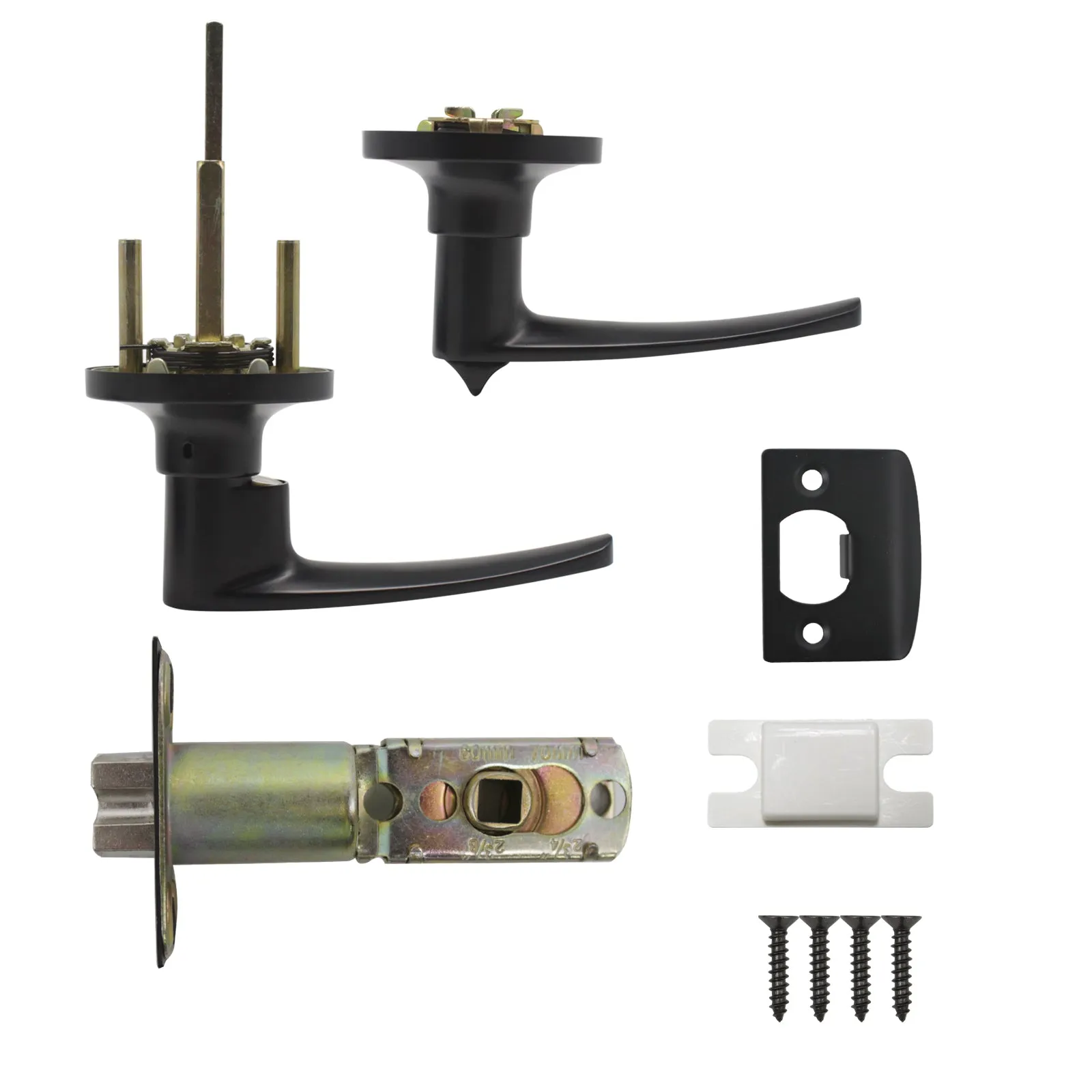 Privacy Lock Door Lever set for Bedroom and Bathroom, Interior Door Lock Handle, Leaf Style, Black Finish DL815BKBK