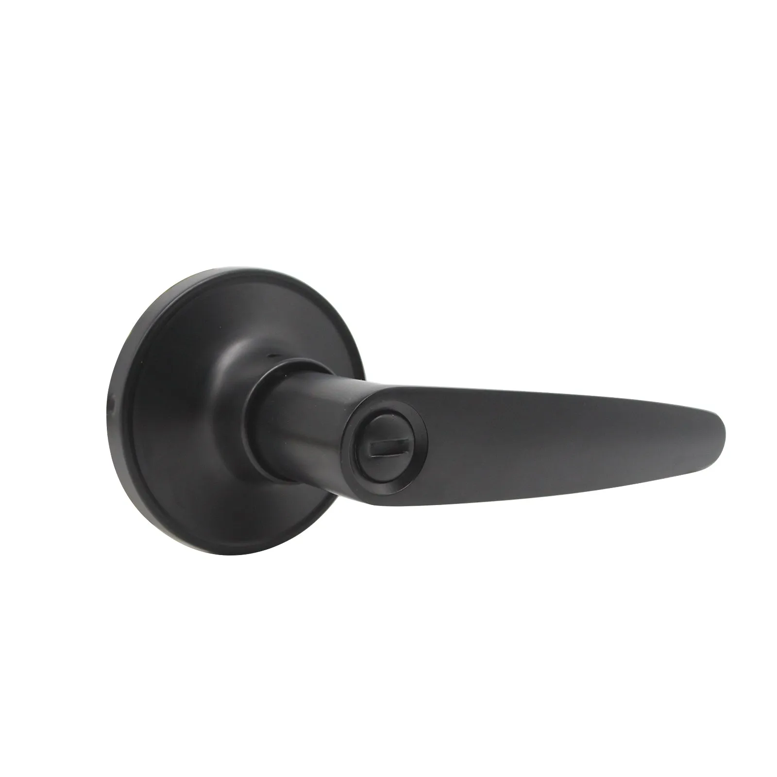 Privacy Lock Door Lever set for Bedroom and Bathroom, Interior Door Lock Handle, Leaf Style, Black Finish DL815BKBK