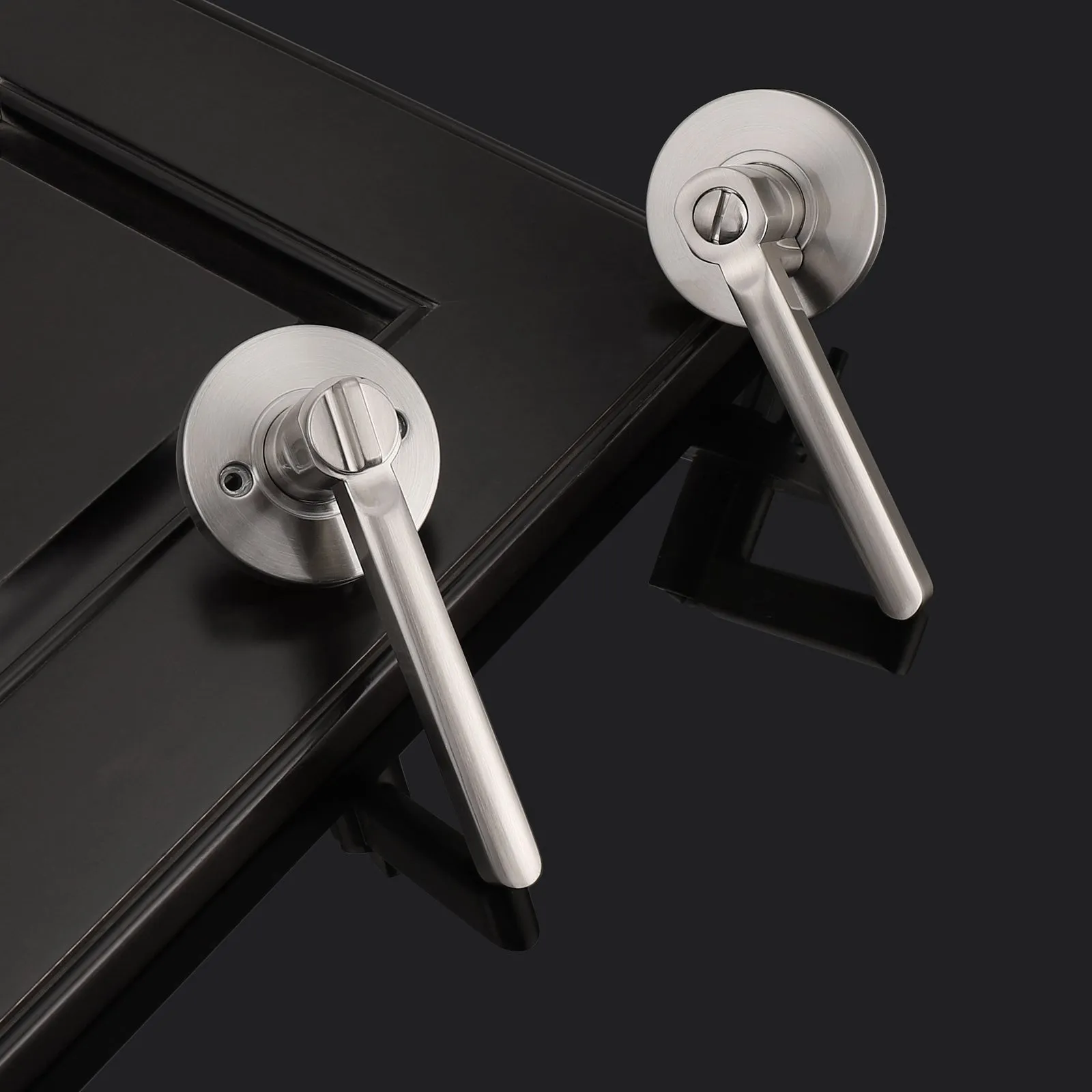 Probrico Door Lever Set Brushed Nickel Finish Interior Bed & Bath Privacy Door Lock DL1637SNBK