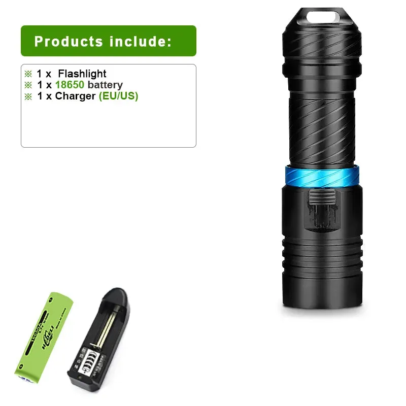 Professional Diving Torch IPX8 100M Diving Flashlight 18650 26650 Underwater Lamp Rechargeable Led Lantern Waterproof Flashlight