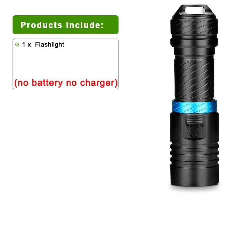 Professional Diving Torch IPX8 100M Diving Flashlight 18650 26650 Underwater Lamp Rechargeable Led Lantern Waterproof Flashlight