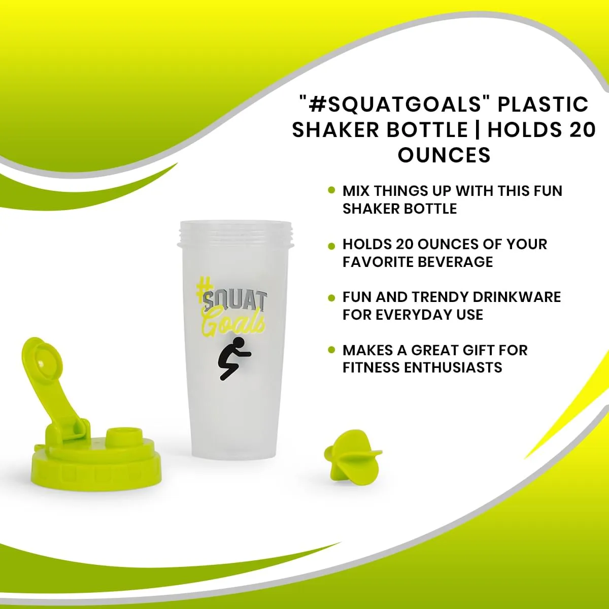 "#SquatGoals" Plastic Shaker Bottle | Holds 20 Ounces