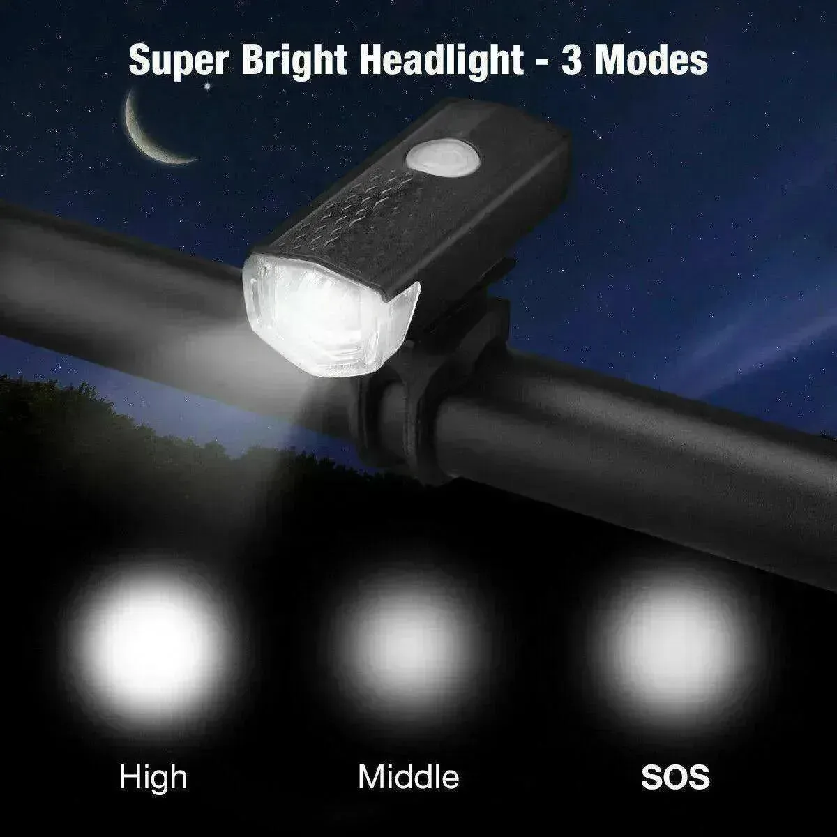 Recharge LED Bike Light Set: Rainproof