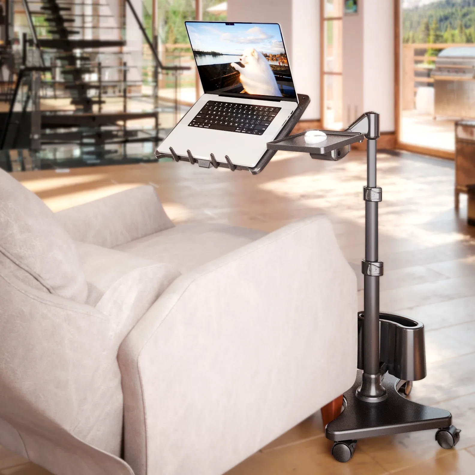 REFURBISHED LEVO G2 Deluxe Rolling Laptop Stand WITH Mouse Tray 33801