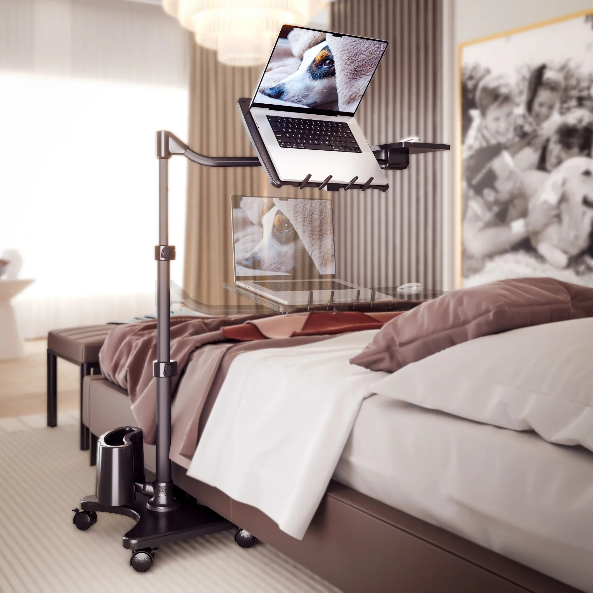 REFURBISHED LEVO G2 Deluxe Rolling Laptop Stand WITH Mouse Tray 33801