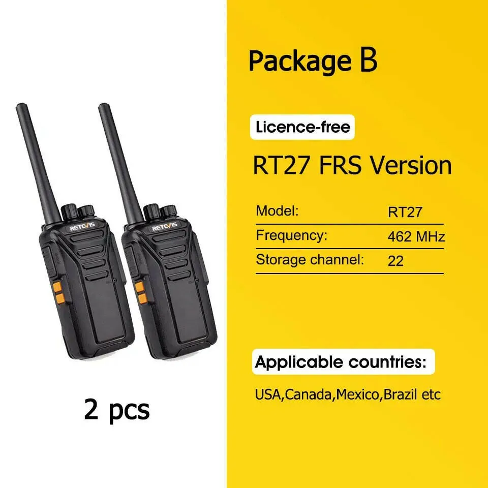 Retevis RT27 Walkie Talkie Licence-free PMR/FRS PMR446 Walkie-talkies 16/22CH VOX Scrambler Portable Two-Way Radio Transceiver