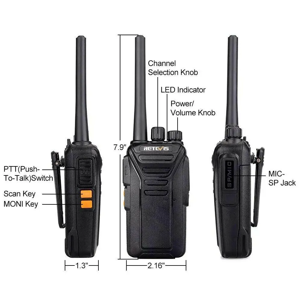 Retevis RT27 Walkie Talkie Licence-free PMR/FRS PMR446 Walkie-talkies 16/22CH VOX Scrambler Portable Two-Way Radio Transceiver