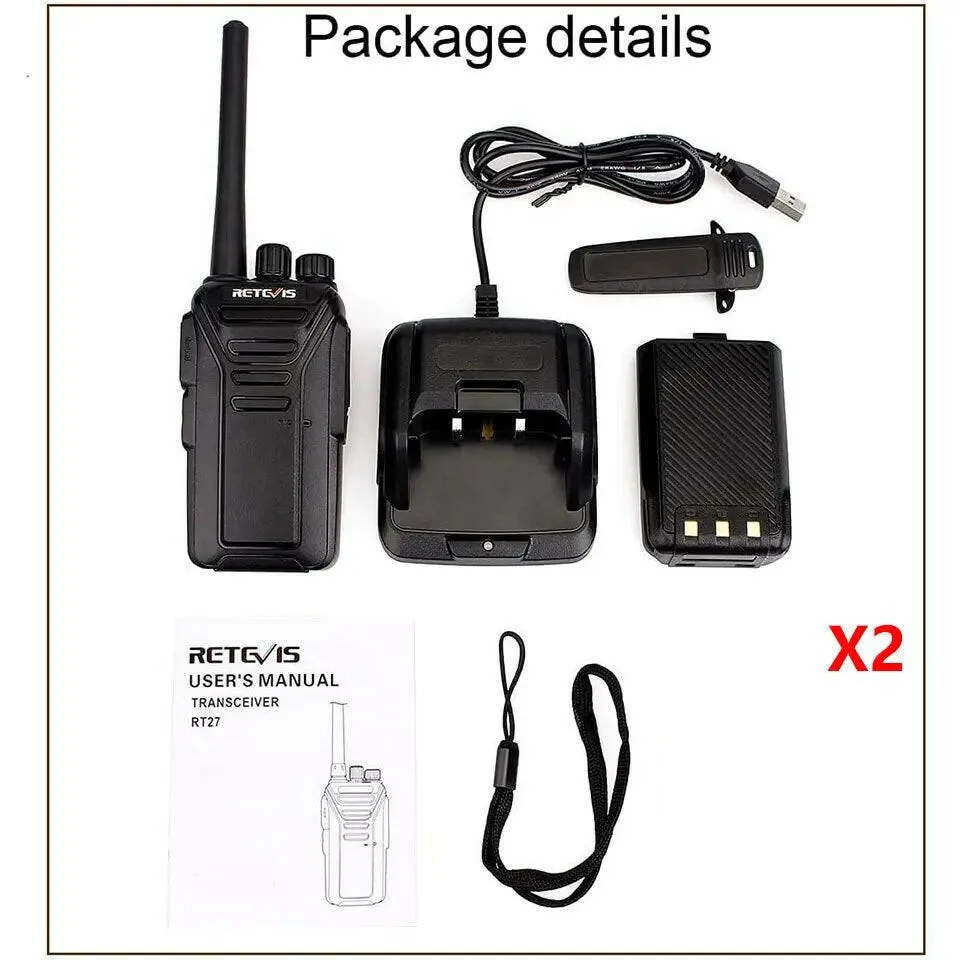 Retevis RT27 Walkie Talkie Licence-free PMR/FRS PMR446 Walkie-talkies 16/22CH VOX Scrambler Portable Two-Way Radio Transceiver