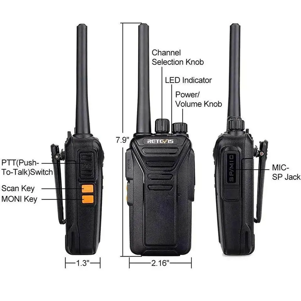 Retevis RT27 Walkie Talkie Licence-free PMR/FRS PMR446 Walkie-talkies 16/22CH VOX Scrambler Portable Two-Way Radio Transceiver