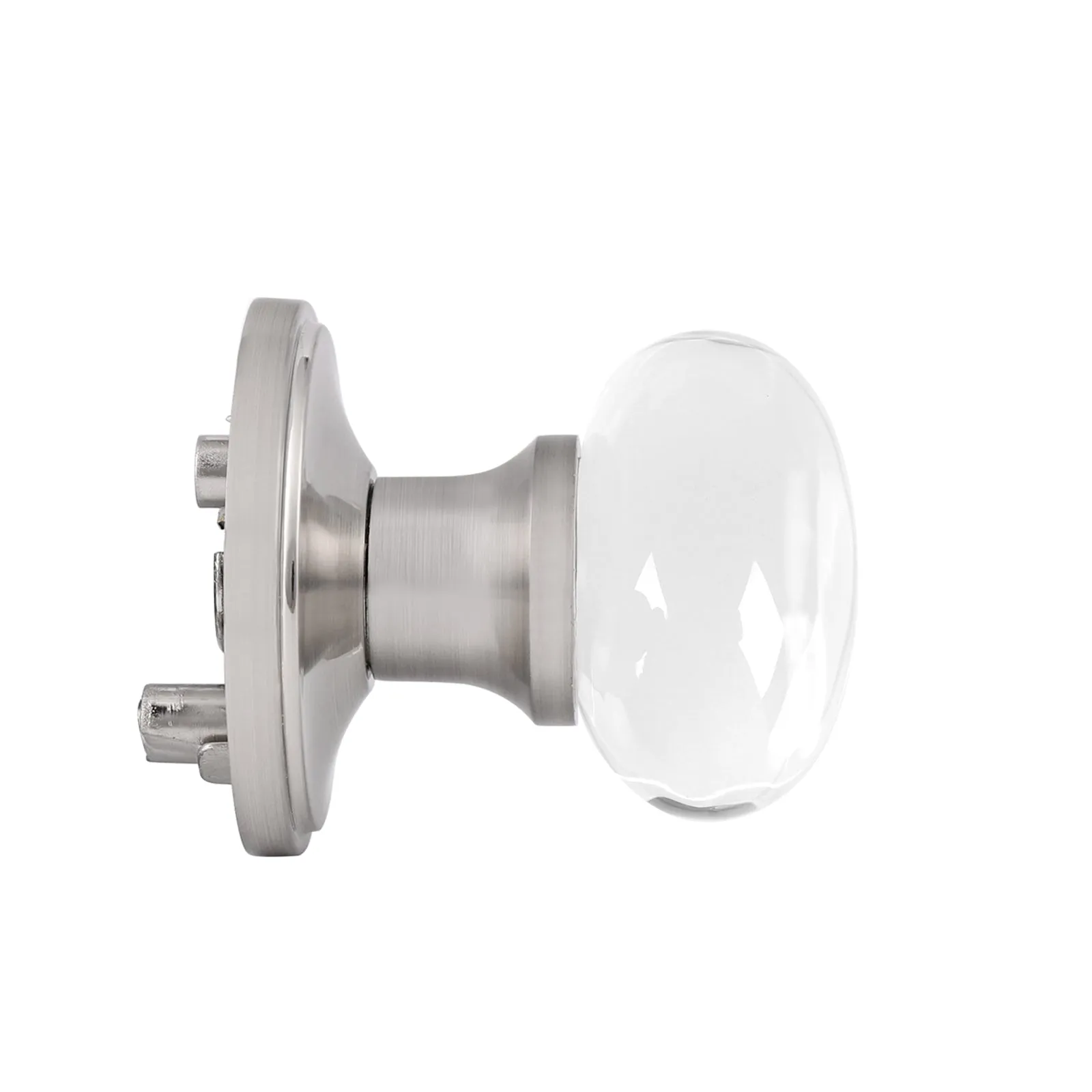 Round Glass Crystal Door Knobs with Satin Nickel Rosette, Privacy/Passage/Dummy Function DLC10BOSN