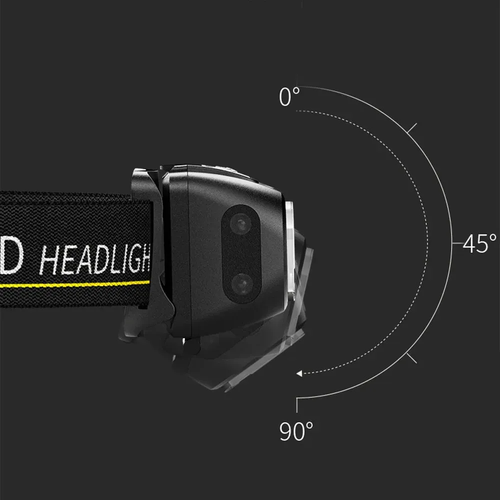 Sensing head lamp Induction Head light USB Rechargeable Headlamp   Built in Battery XPE COB White / Red LED Fishing Flashlight