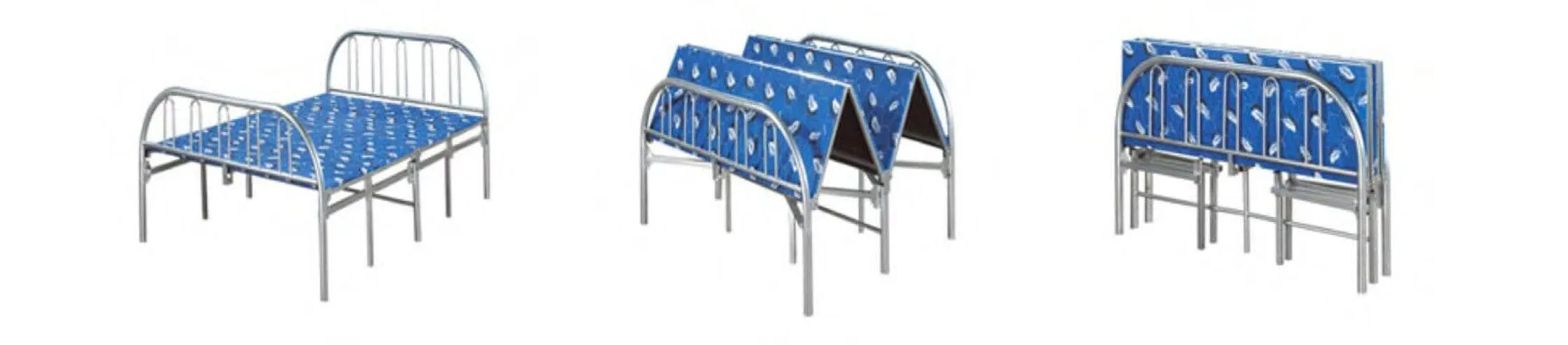 Silver Metal Folding Bed