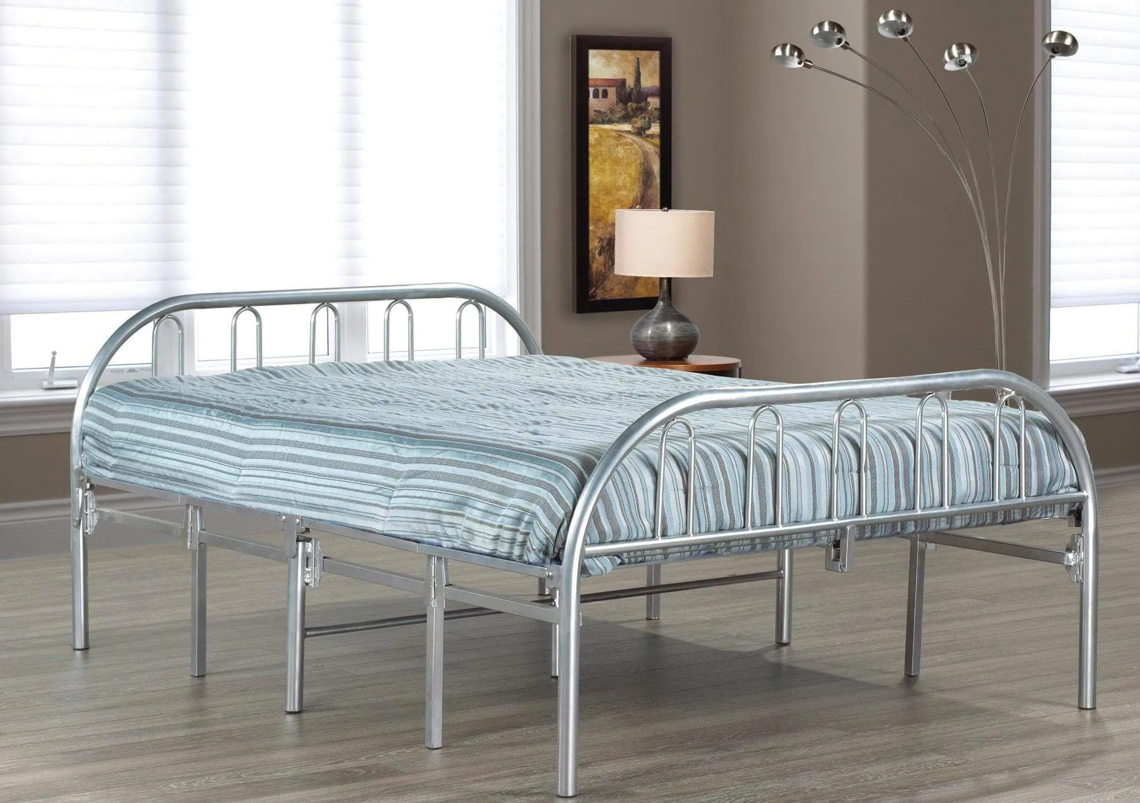 Silver Metal Folding Bed