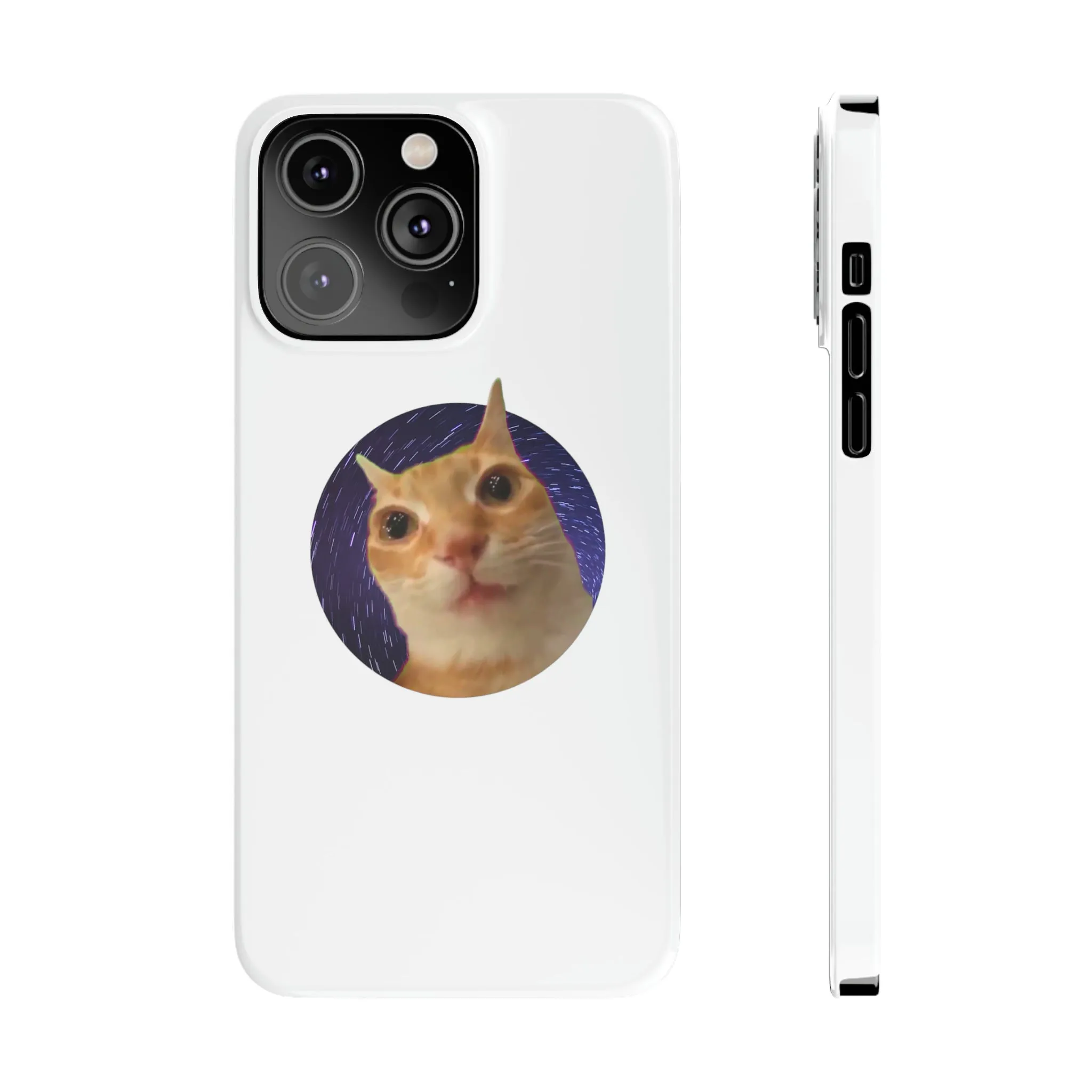 Spaced Out Cat Meme Slim Phone Cases