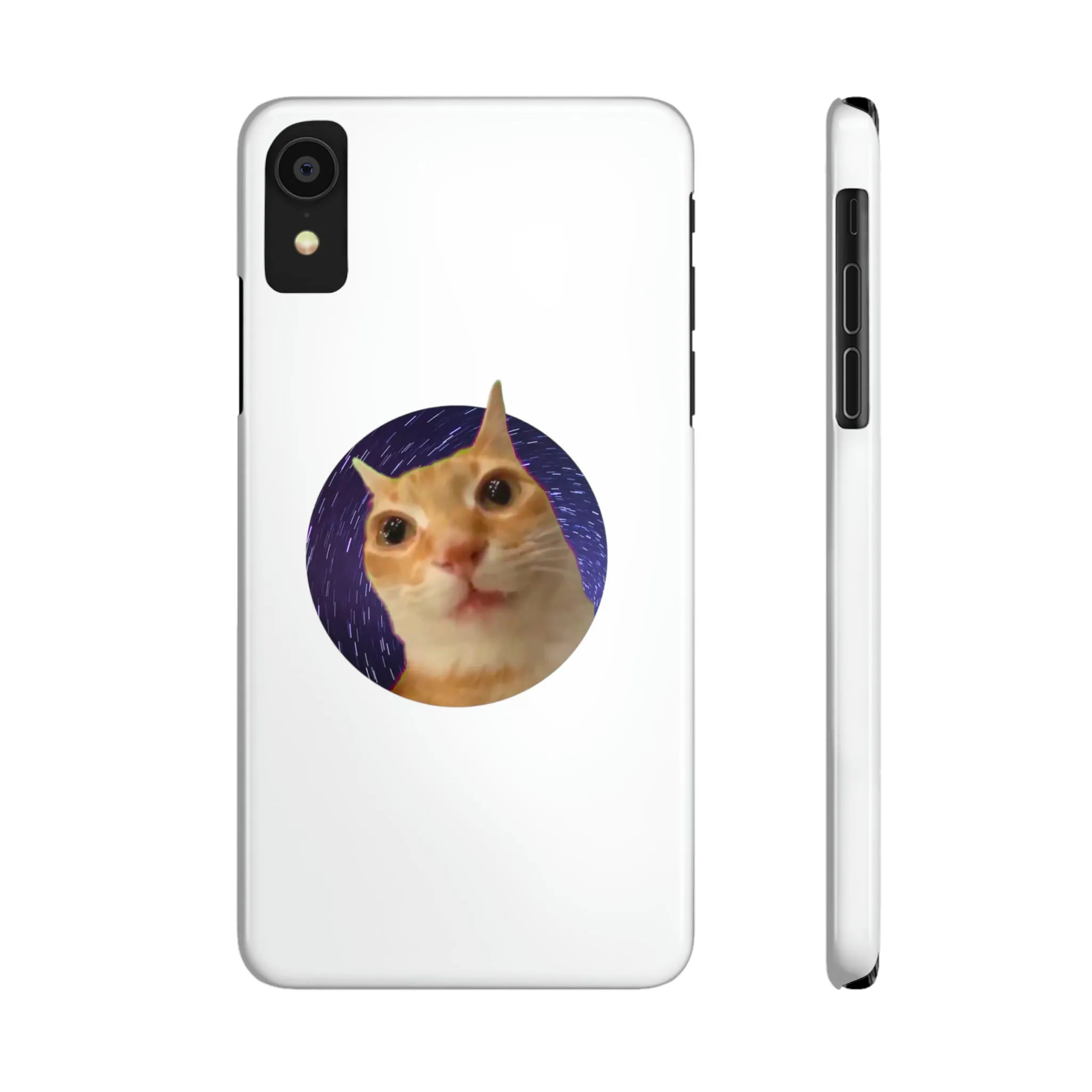 Spaced Out Cat Meme Slim Phone Cases