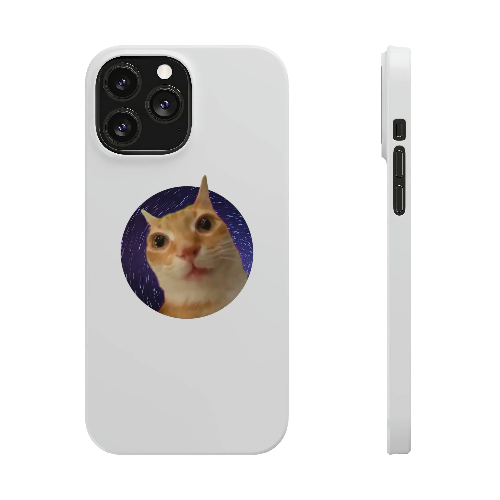 Spaced Out Cat Meme Slim Phone Cases