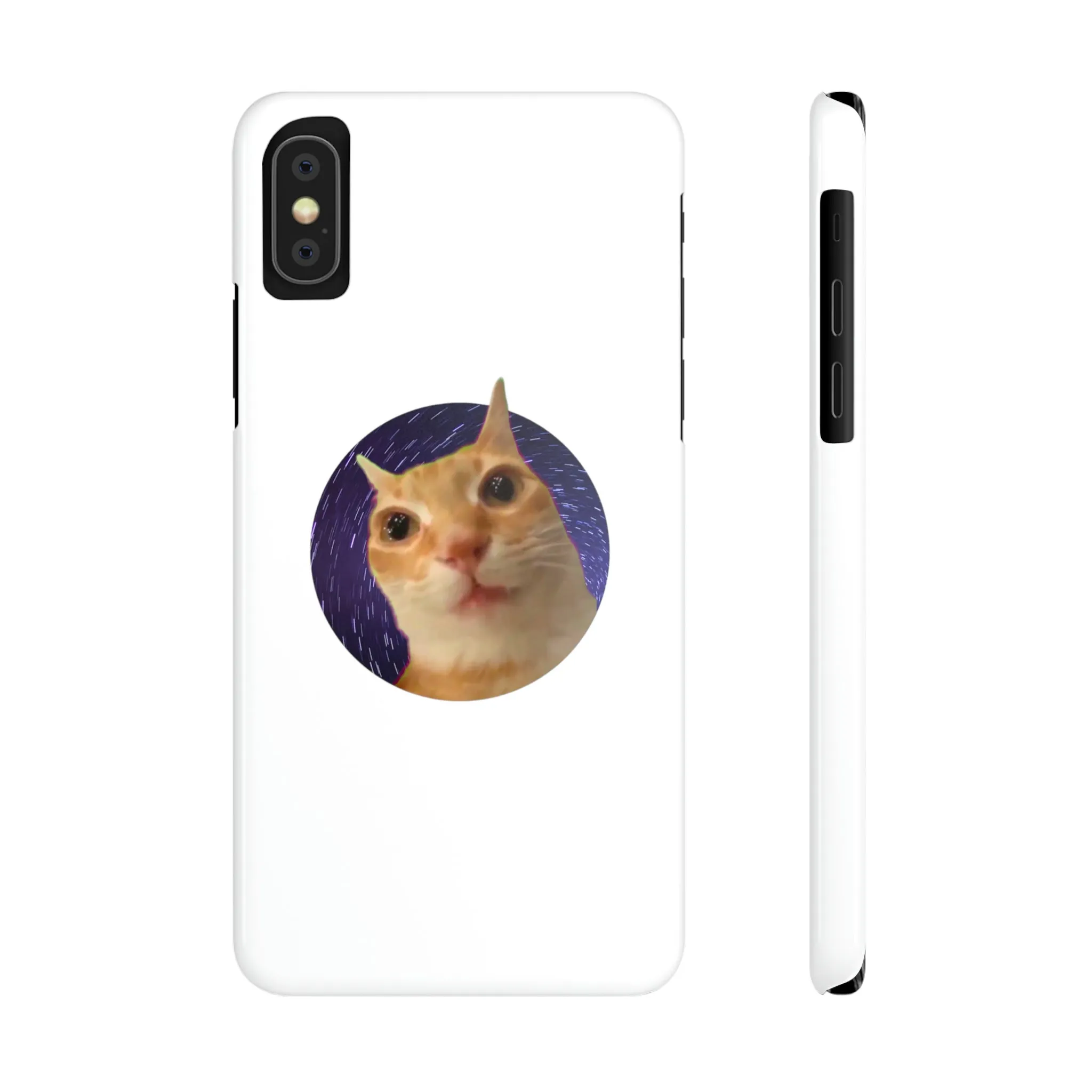 Spaced Out Cat Meme Slim Phone Cases