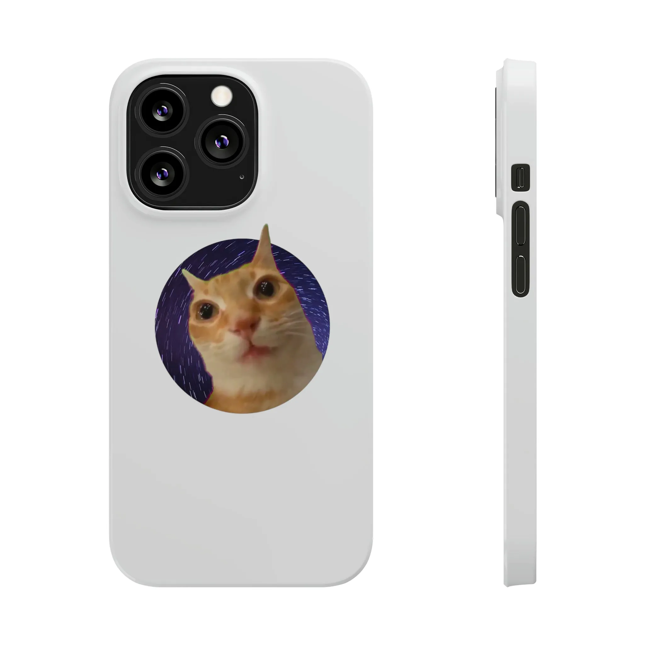 Spaced Out Cat Meme Slim Phone Cases