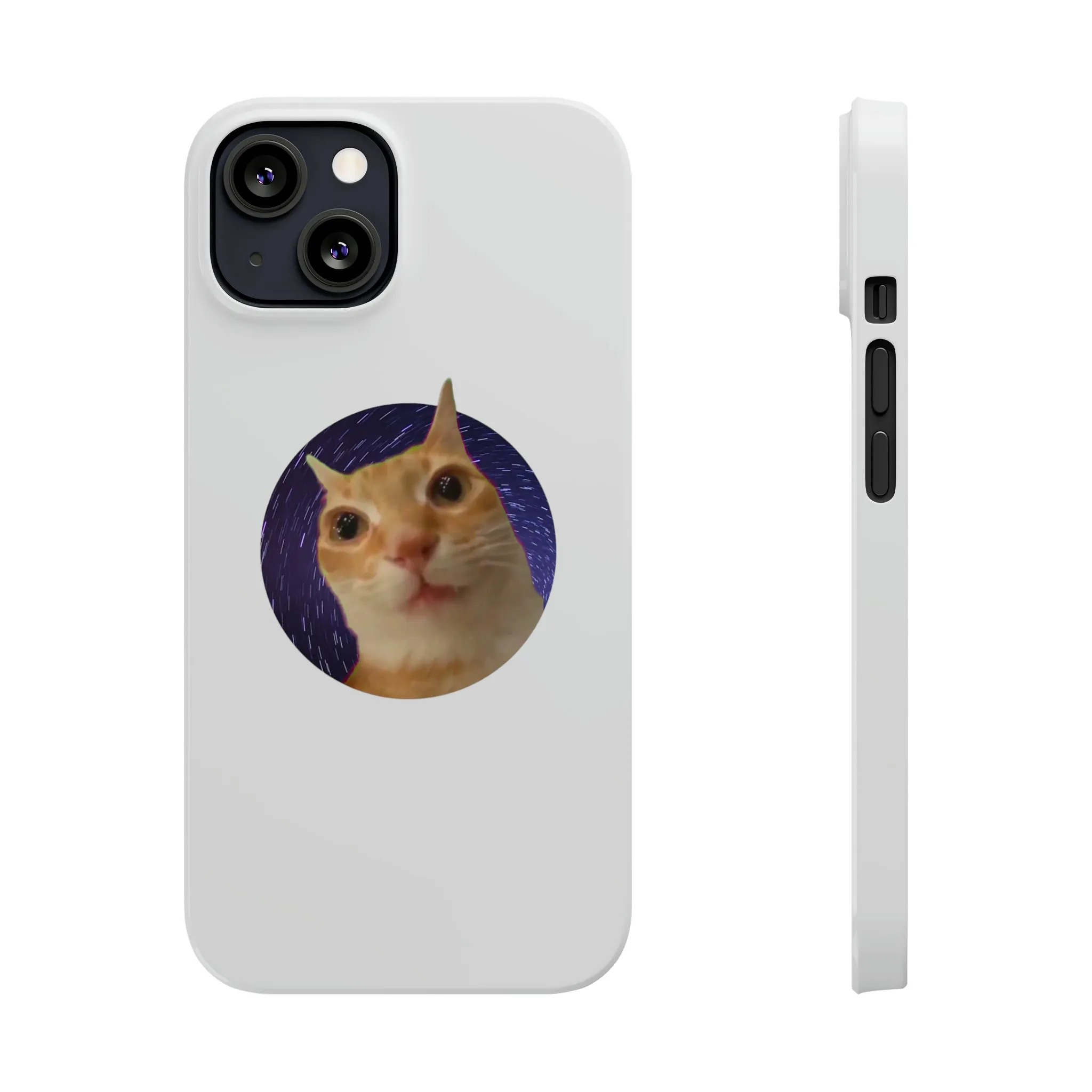 Spaced Out Cat Meme Slim Phone Cases
