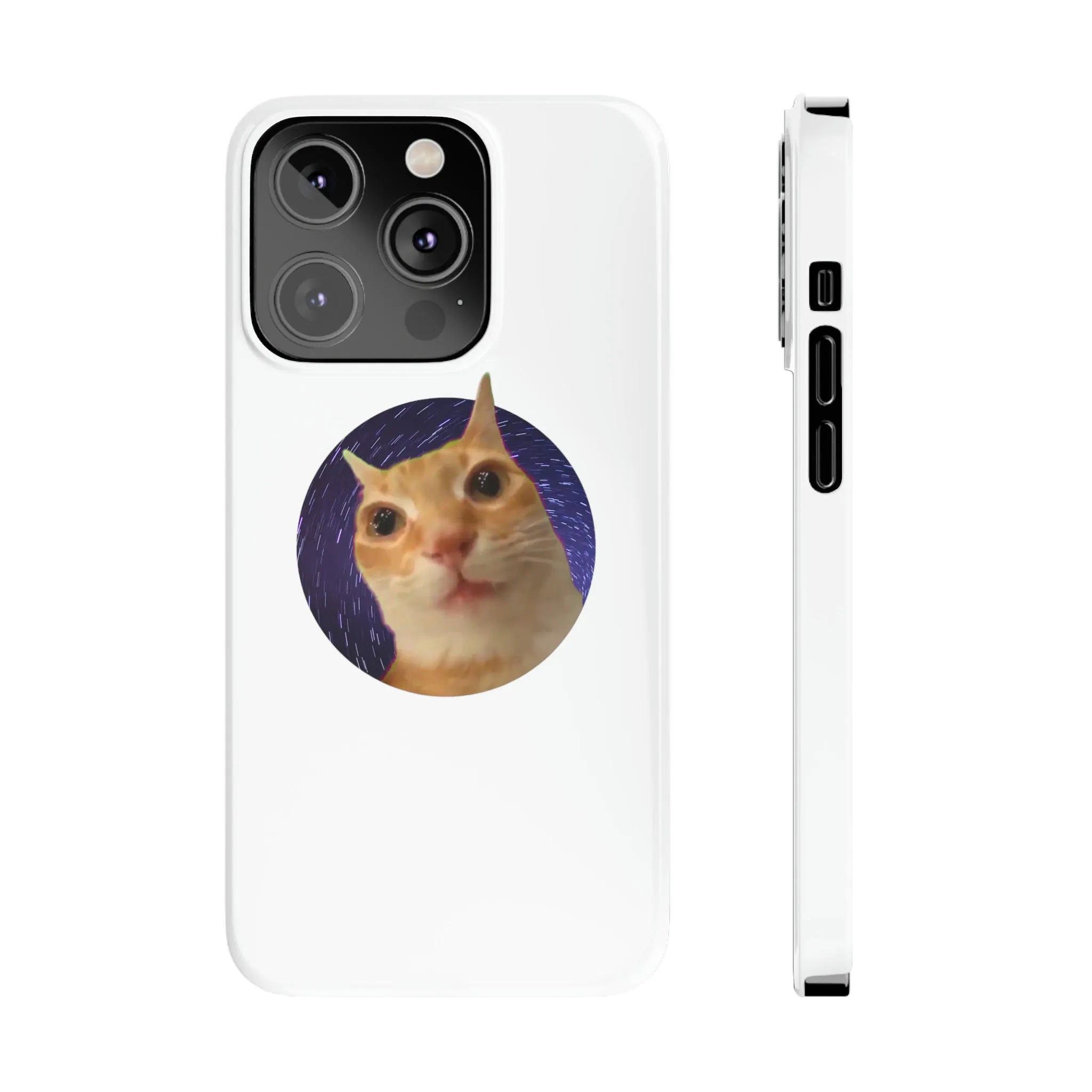 Spaced Out Cat Meme Slim Phone Cases