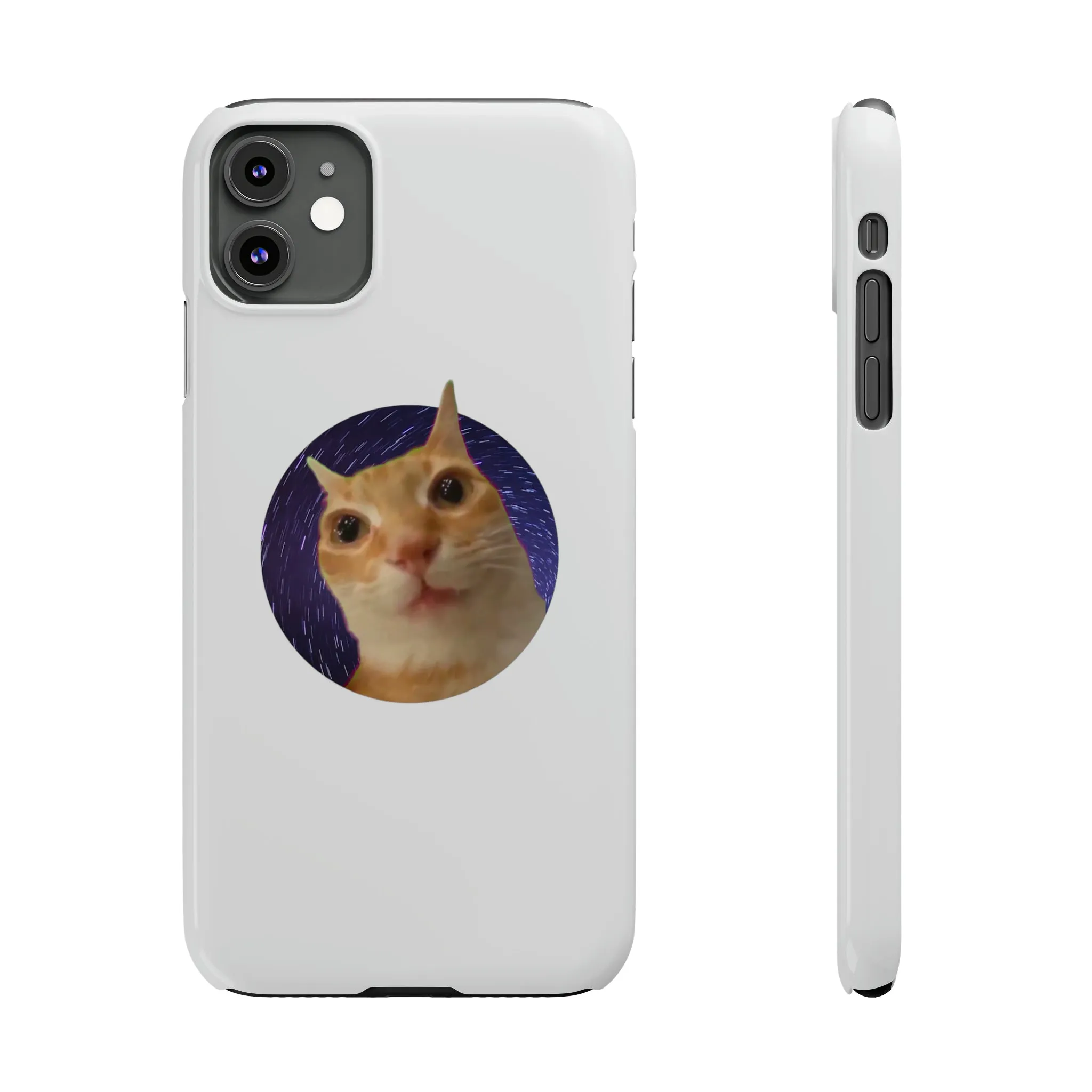 Spaced Out Cat Meme Slim Phone Cases