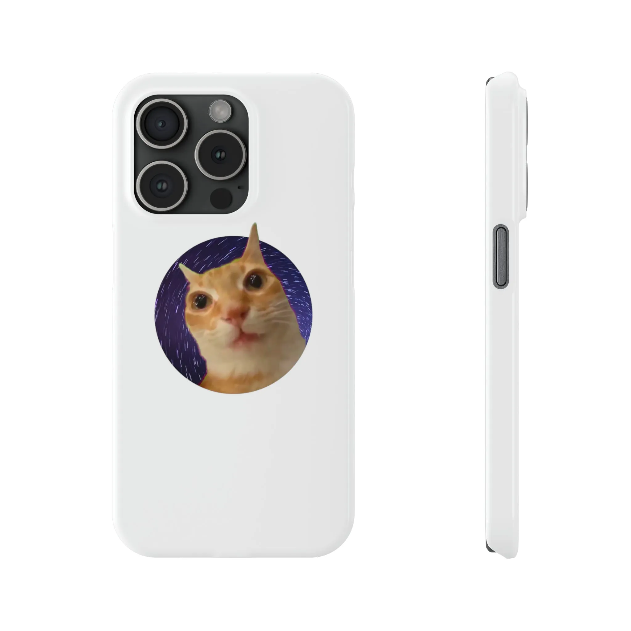 Spaced Out Cat Meme Slim Phone Cases