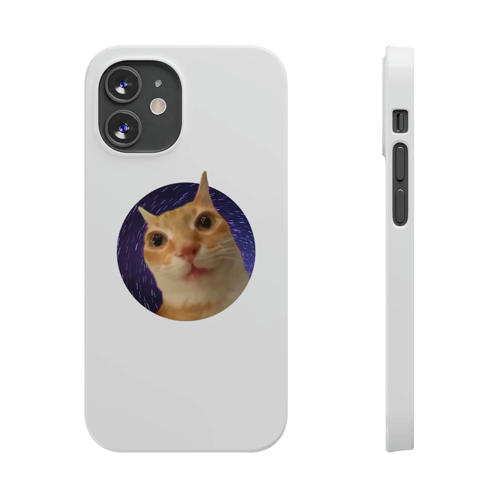 Spaced Out Cat Meme Slim Phone Cases