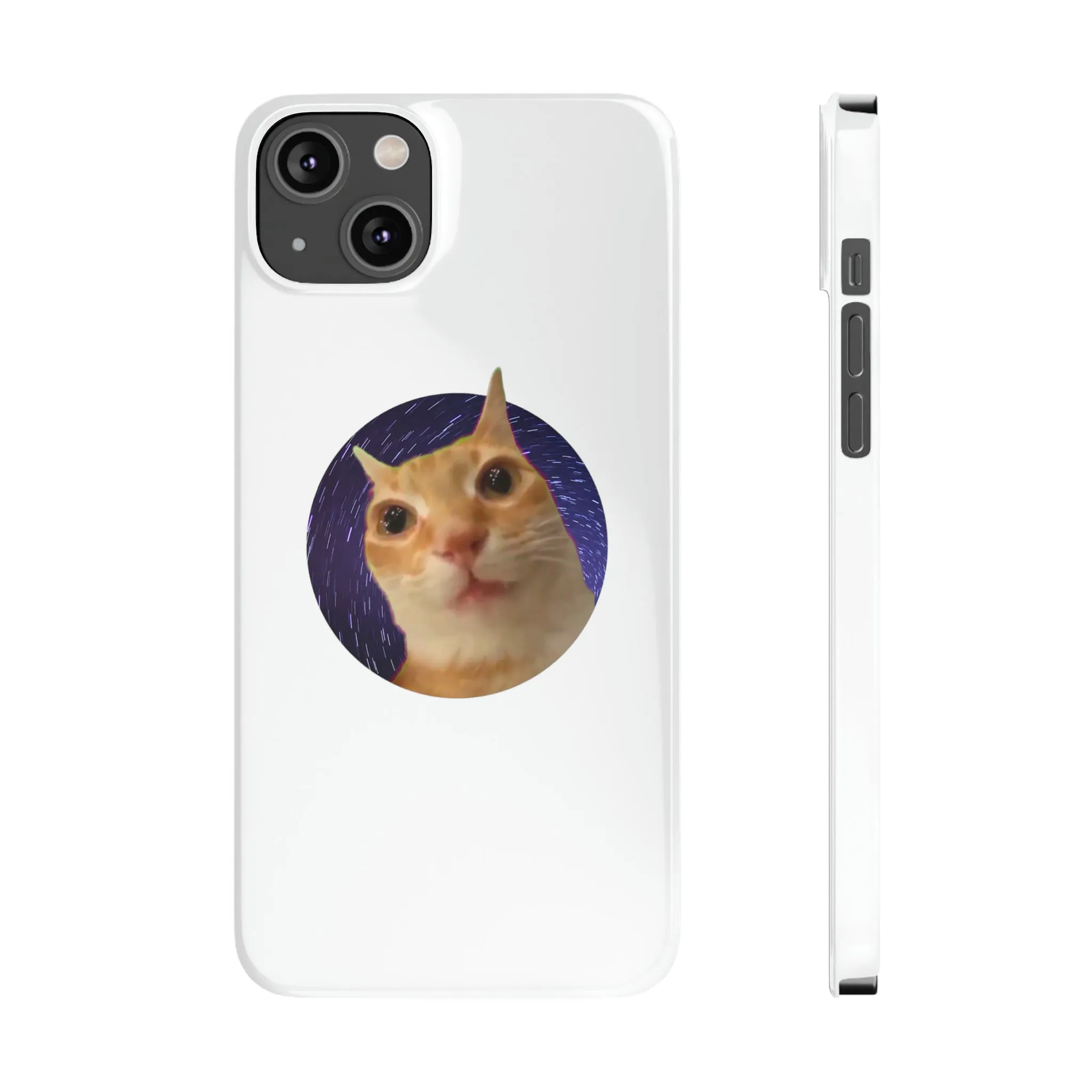 Spaced Out Cat Meme Slim Phone Cases