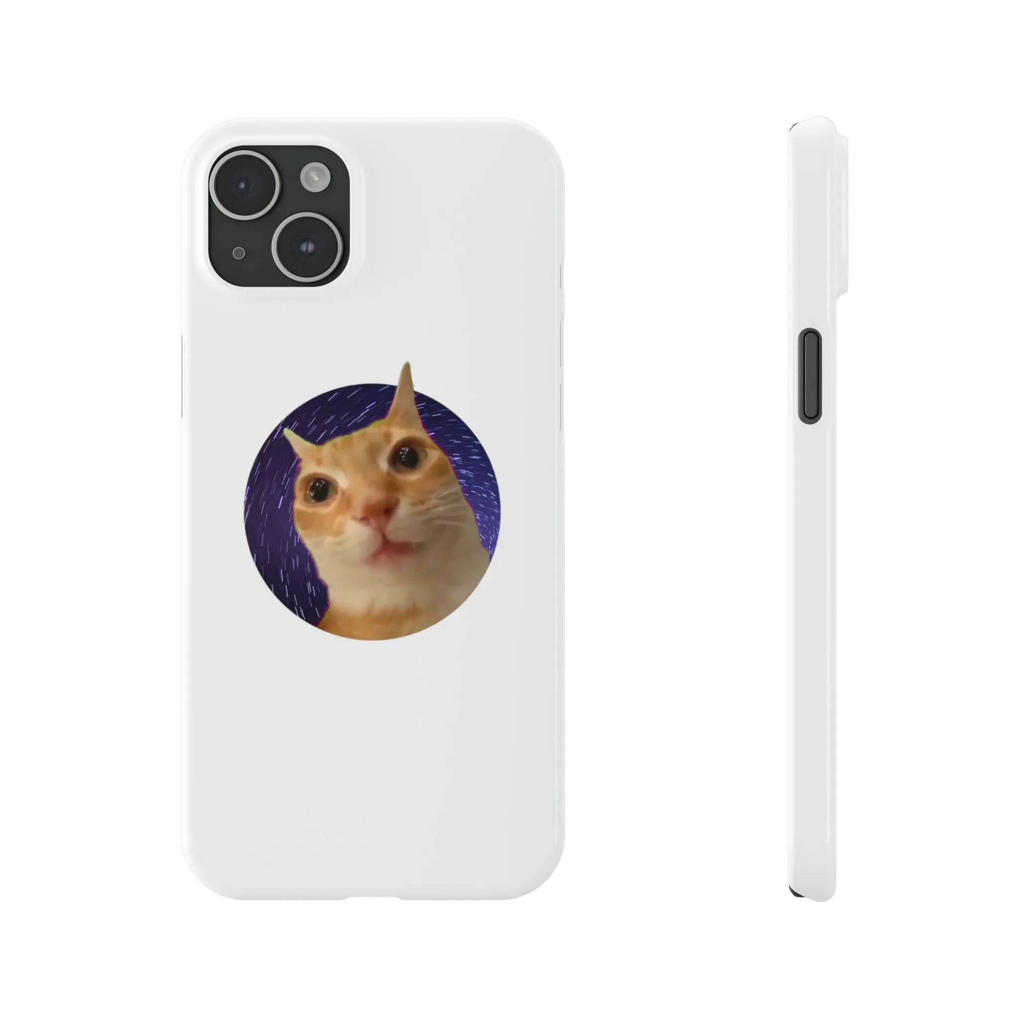 Spaced Out Cat Meme Slim Phone Cases