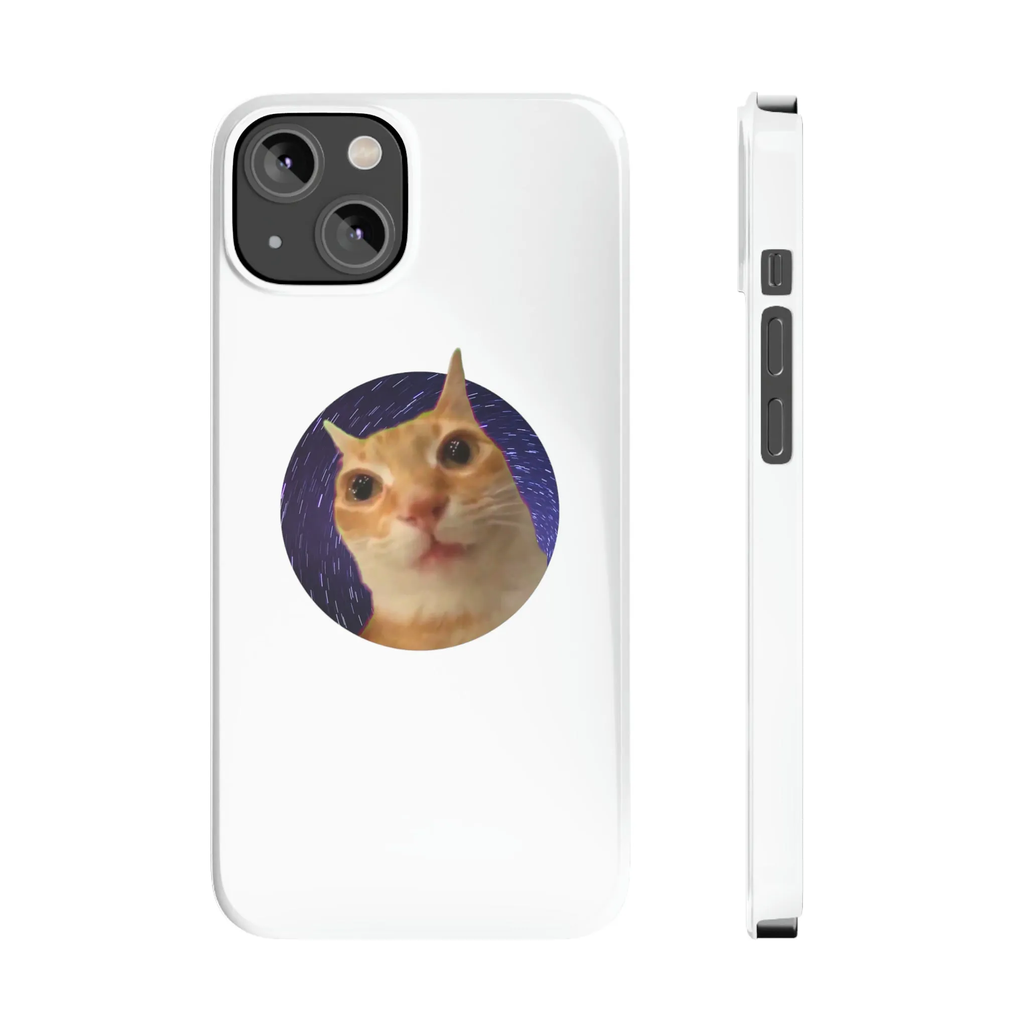 Spaced Out Cat Meme Slim Phone Cases