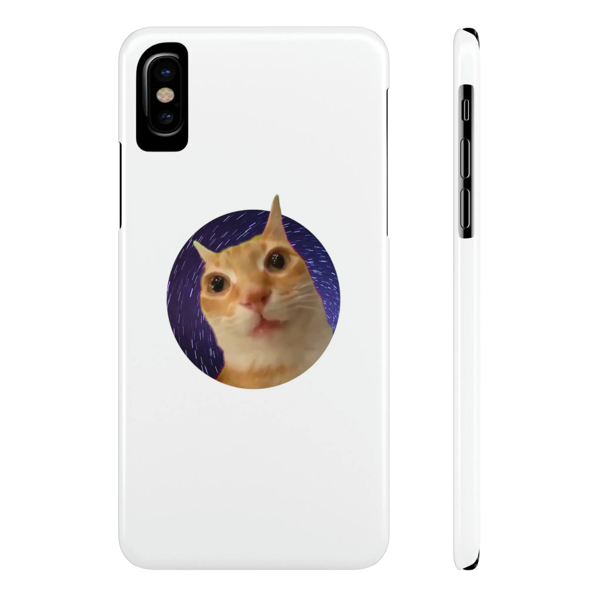 Spaced Out Cat Meme Slim Phone Cases