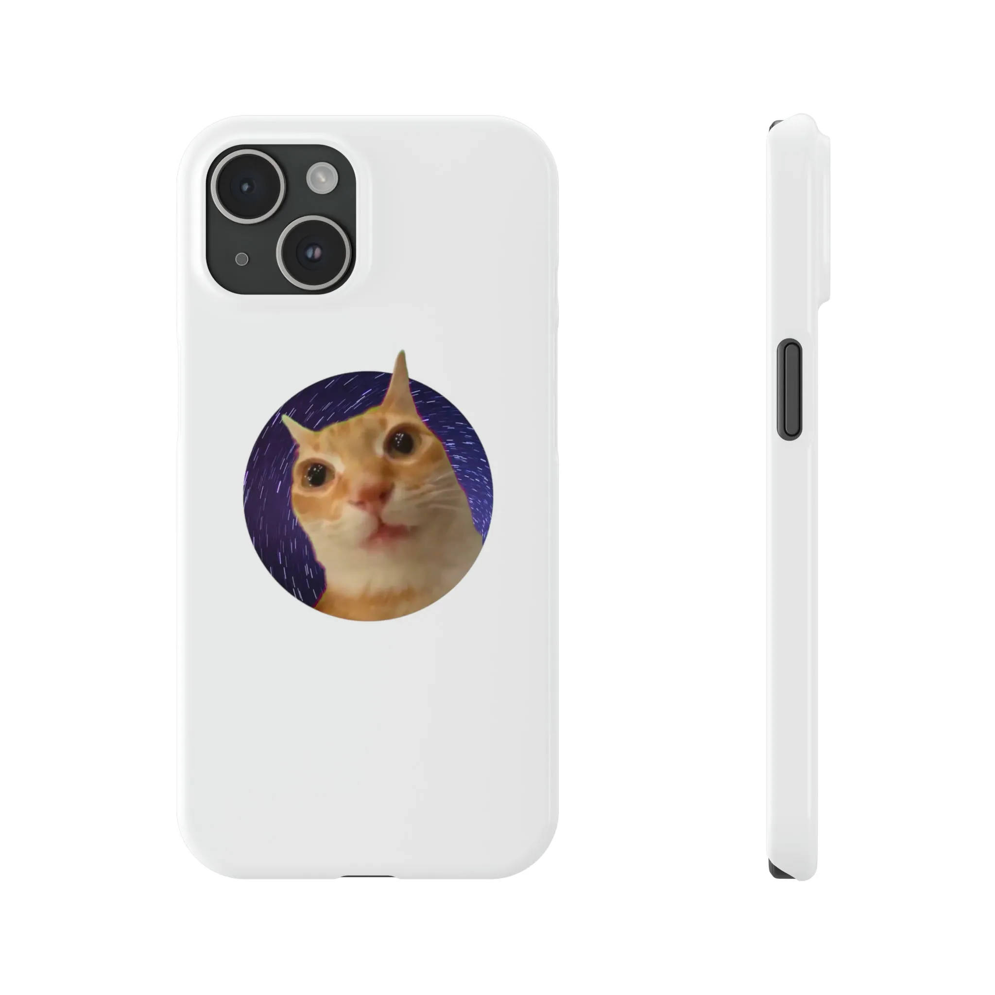 Spaced Out Cat Meme Slim Phone Cases