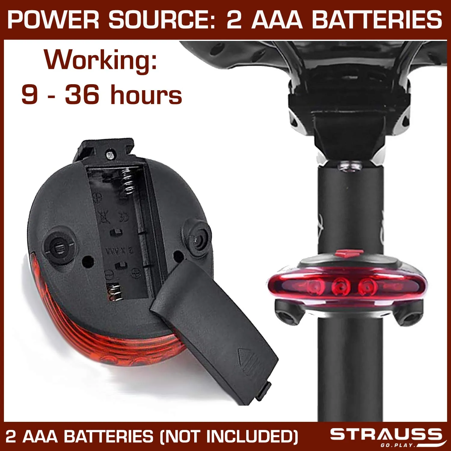 Strauss USB Rechargeable Bicycle Light Set | Super Bright Front Headlight & Rear Light | 4 Light Mode Options | IPX5 Waterproof Bike Lights for Night Riding | Ensures Cycling Safety