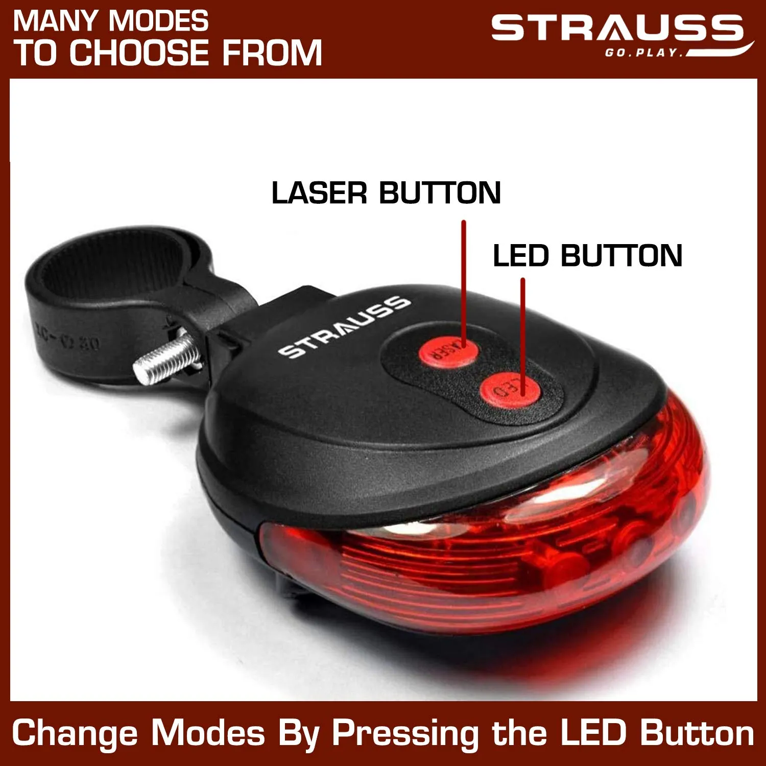 Strauss USB Rechargeable Bicycle Light Set | Super Bright Front Headlight & Rear Light | 4 Light Mode Options | IPX5 Waterproof Bike Lights for Night Riding | Ensures Cycling Safety