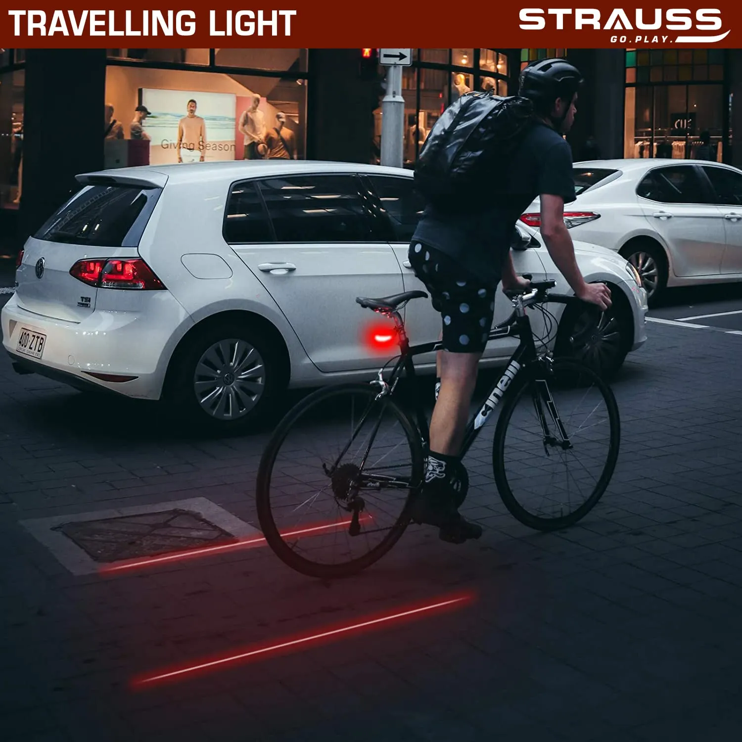 Strauss USB Rechargeable Bicycle Light Set | Super Bright Front Headlight & Rear Light | 4 Light Mode Options | IPX5 Waterproof Bike Lights for Night Riding | Ensures Cycling Safety