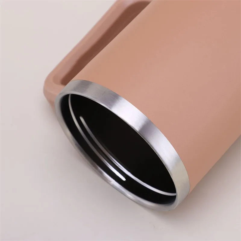 Straw Coffee Insulation Cup With Handle 40oz - Stainless Steel Water Bottle