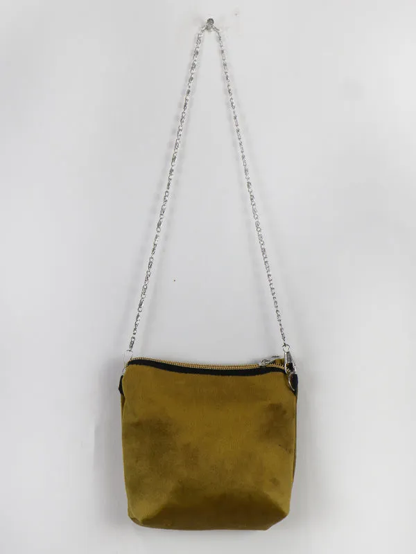 Stylish Velvet Handbag For Girls Heart Light Mustard 39