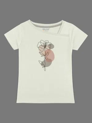 Trendy Printed Round Neck ShortSleeve Tshirt for Girls