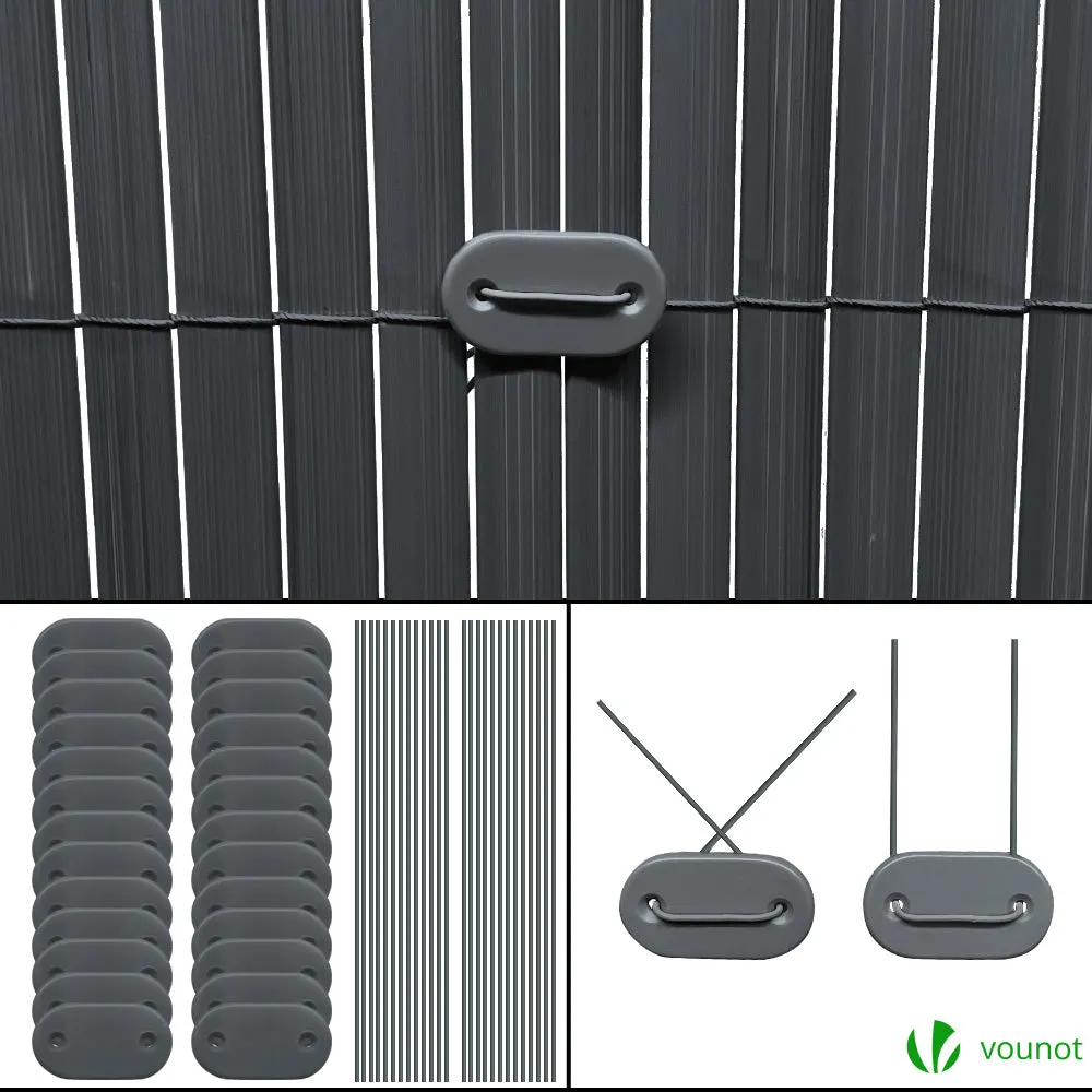 VOUNOT PVC Privacy Screening Fence 80 x 300 cm Reinforced Struts Grey
