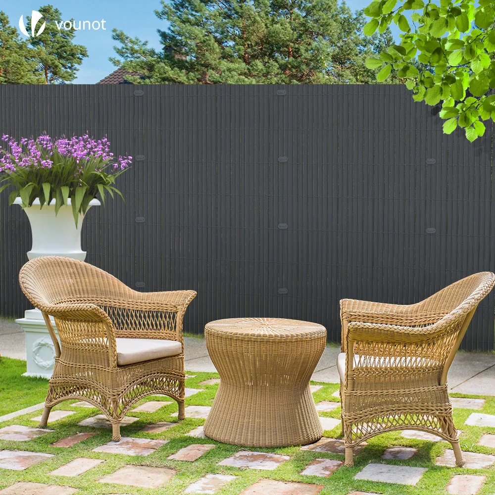 VOUNOT PVC Privacy Screening Fence 80 x 300 cm Reinforced Struts Grey