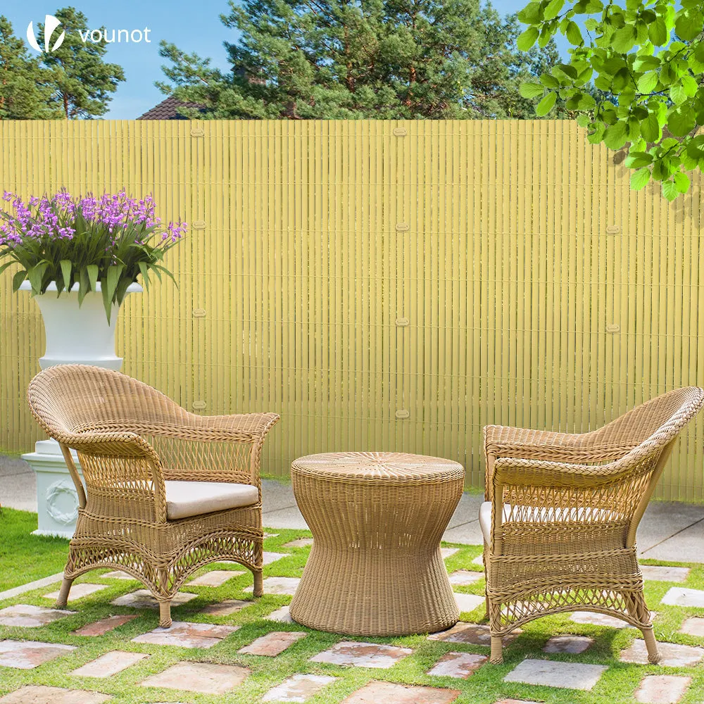VOUNOT PVC Privacy Screening Fence 90 x 300 cm Reinforced Struts Bamboo