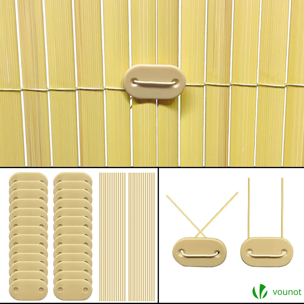 VOUNOT PVC Privacy Screening Fence 90 x 300 cm Reinforced Struts Bamboo