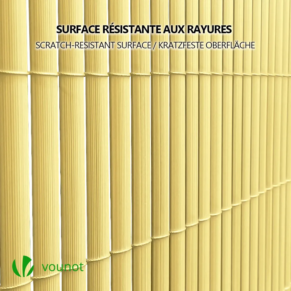 VOUNOT PVC Privacy Screening Fence 90 x 300 cm Reinforced Struts Bamboo