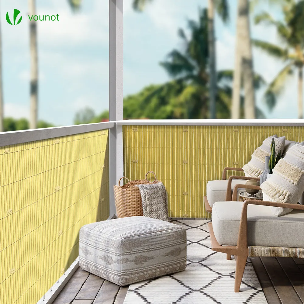 VOUNOT PVC Privacy Screening Fence 90 x 300 cm Reinforced Struts Bamboo