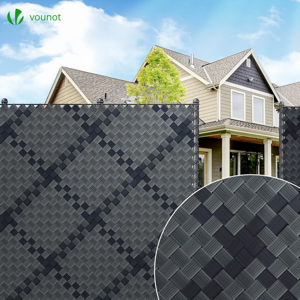 VOUNOT PVC Privacy Strips Garden Privacy Fence Screen 75m x 4.7cm with 150 Clips, Grey